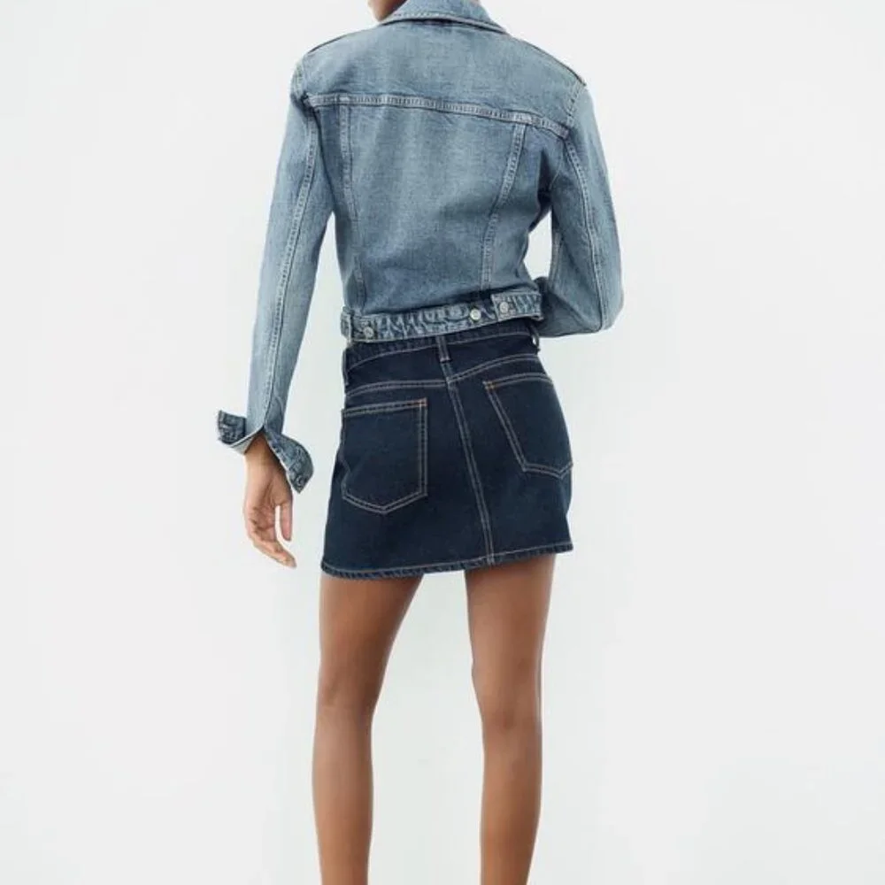 ZARA DENIM MINI SKIRT - Picture 6 of 9